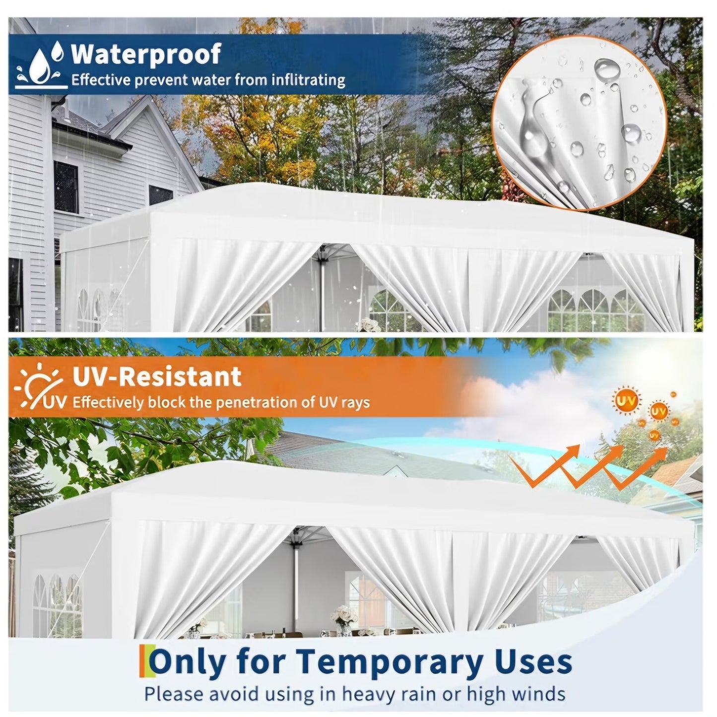 10x20 Pop Up Canopy Tent with 6 Removable Sidewalls, Easy Up Commercial Canopy Tents for Parties