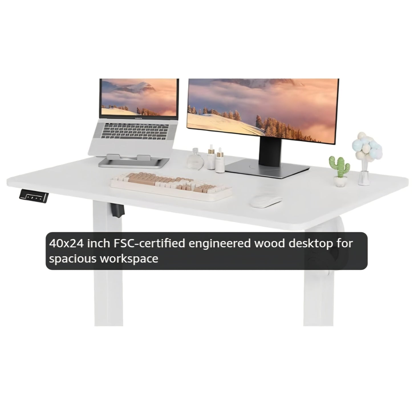 Electric Standing Desk Adjustable Height, 40x24 Inches Sit Stand up Desktop for Home Office