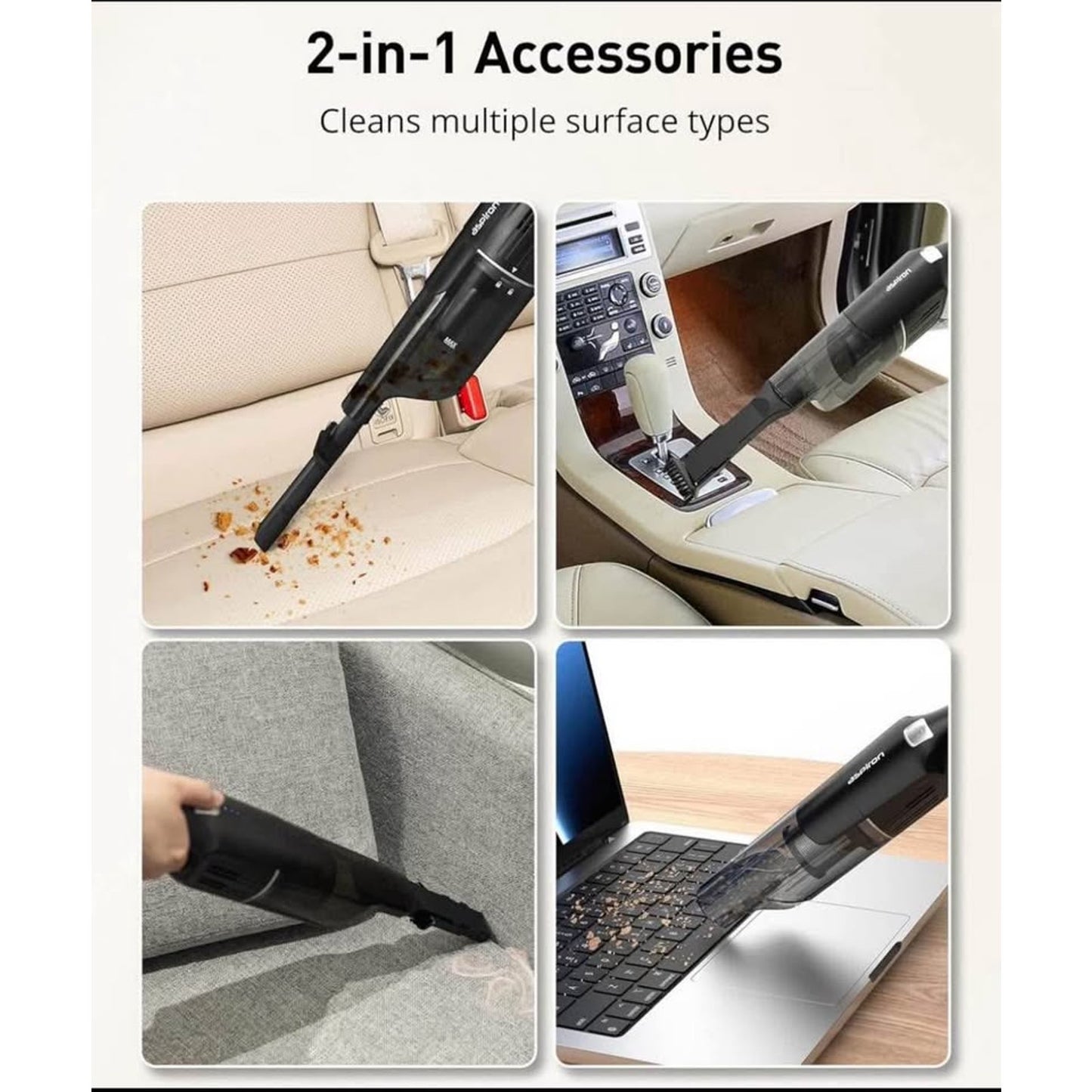 Aspiron Cordless Handheld Vacuum Cleaner, 15KPA Powerful Car Vacuum, Rechargeable, Charging Dock, Er