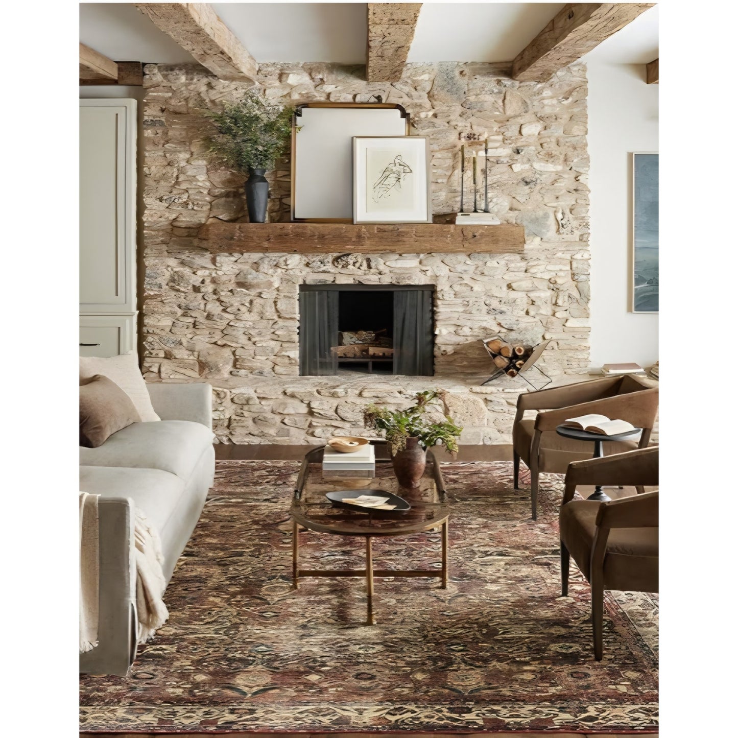 Loloi Magnolia Home by Joanna Gaines Banks Collection BAN-04 Brick/Ivory 7'-6" x 9'-6", .13"