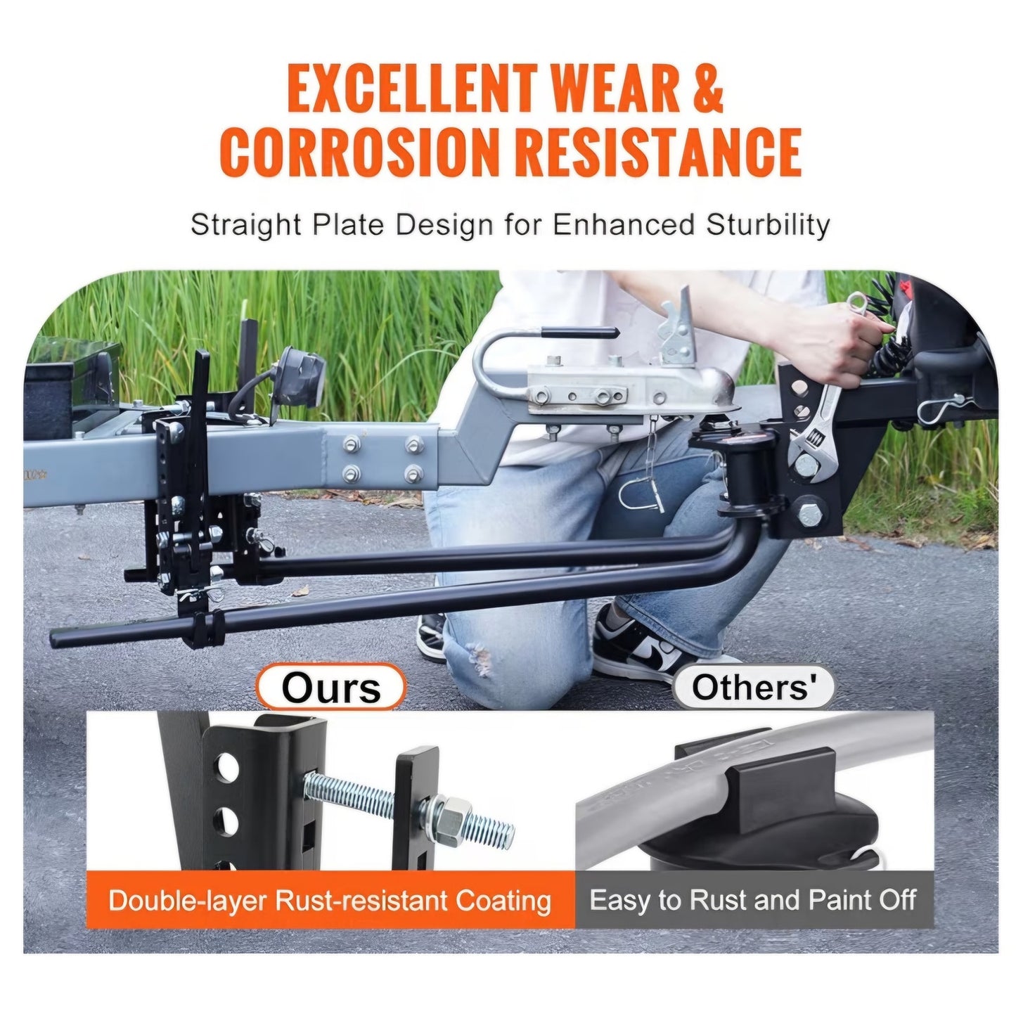 VEVOR Sway Control Weight Distribution Hitch, 1,500 lbs Capacity, Trailer Hitch Kit with 2-Inch