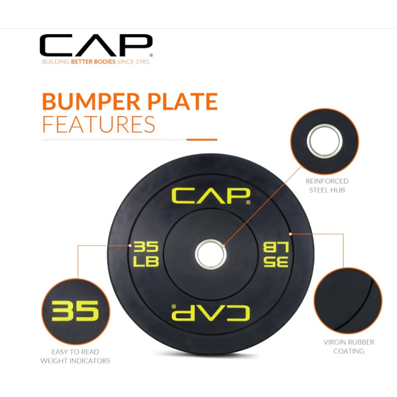 35 lb CAP Barbell Rubber Olympic Bumper Single Plate