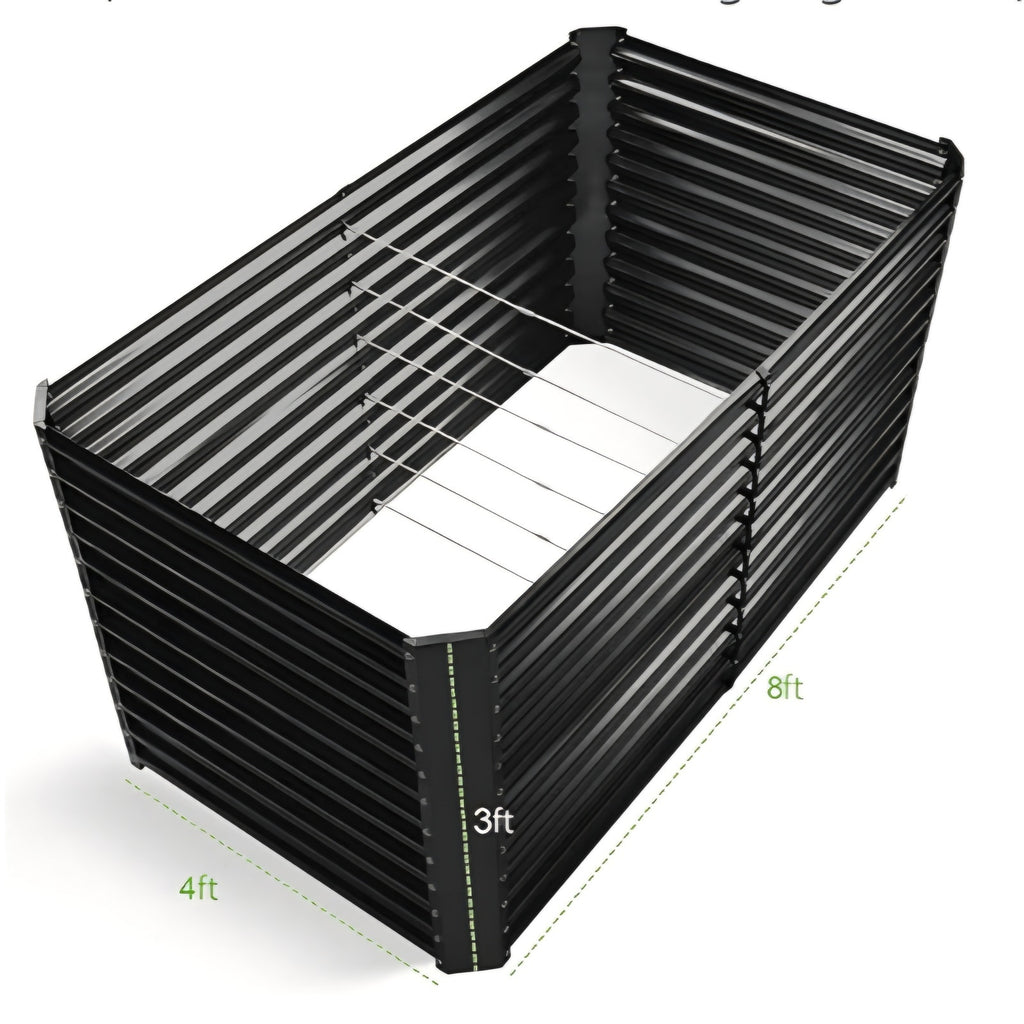 Land Guard 8x4x3ft Rectangular Galvanized Raised Garden Beds, Large-Capacity Metal Planter Box