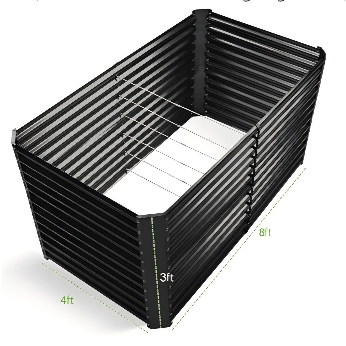 Land Guard 8x4x3ft Rectangular Galvanized Raised Garden Beds, Large-Capacity Metal Planter Box