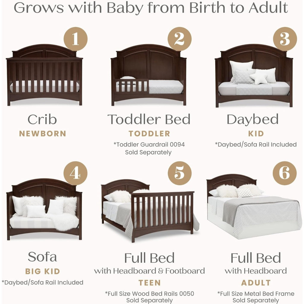Delta Children Perry 6-in-1 Convertible Crib - Greenguard Gold Certified, Walnut Espresso