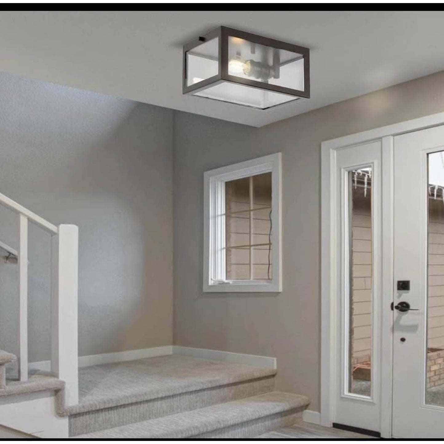 JONATHAN Y JYL9553D Eleanor 8" 1-Light Farmhouse Industrial Square Iron/Glass Case LED Flush Mount M