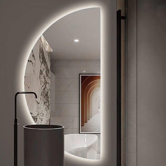 47in Half Moon LED Mirror for Bathroom,Semi Circle Wall Mirror,Smart Mirror