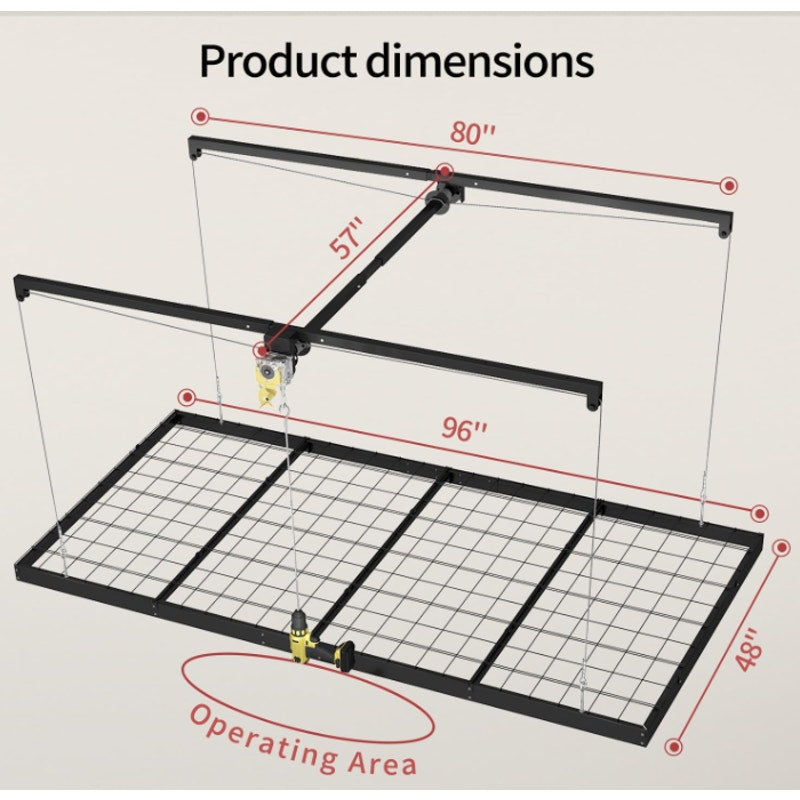 Garage Ceiling Storage Racks – 4x8 FT Overhead Garage Storage Rack with Safety Lock