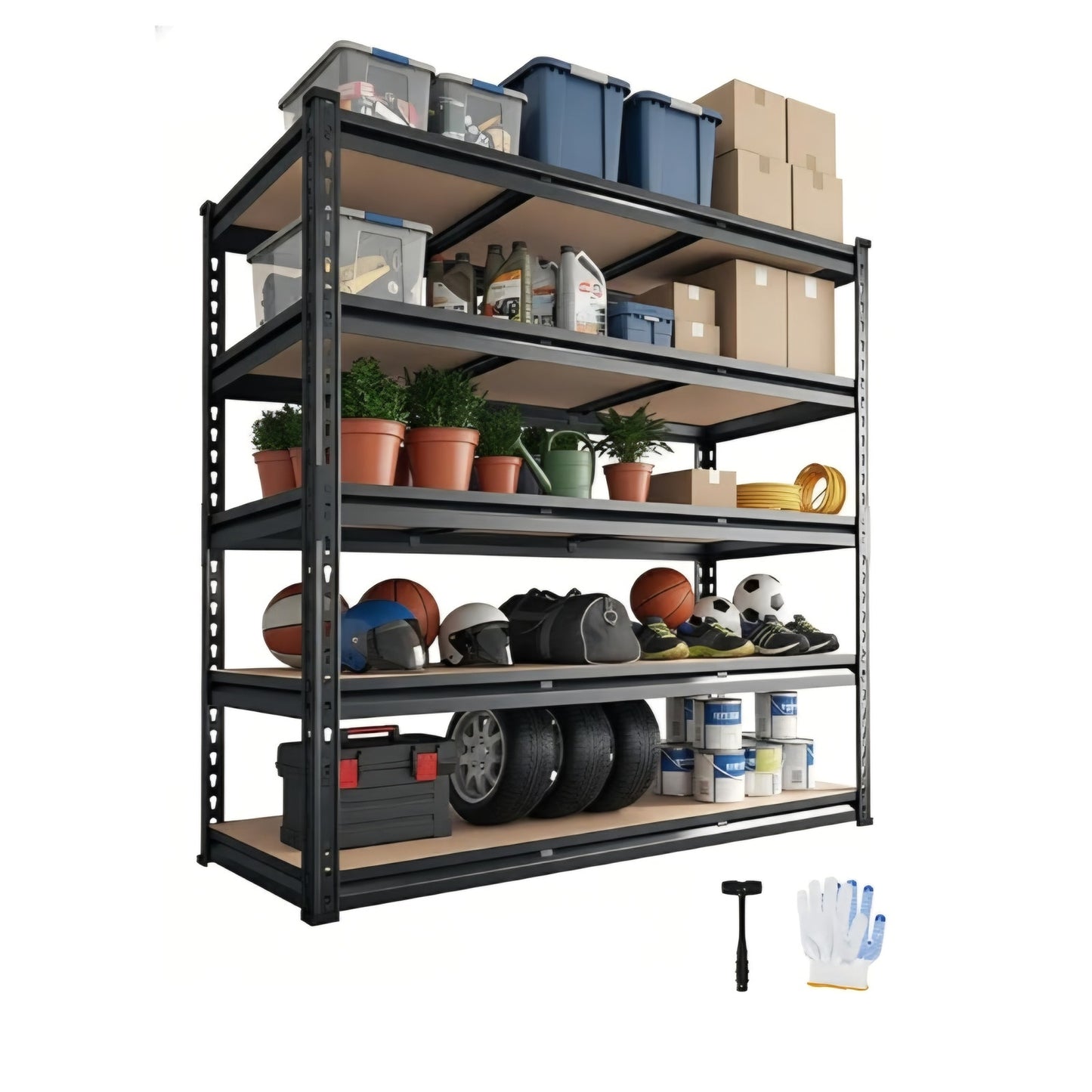 Heavy Duty Garage Shelving Units,5-Tier Adjustable Storage Shelves,48 x 24 x 72in