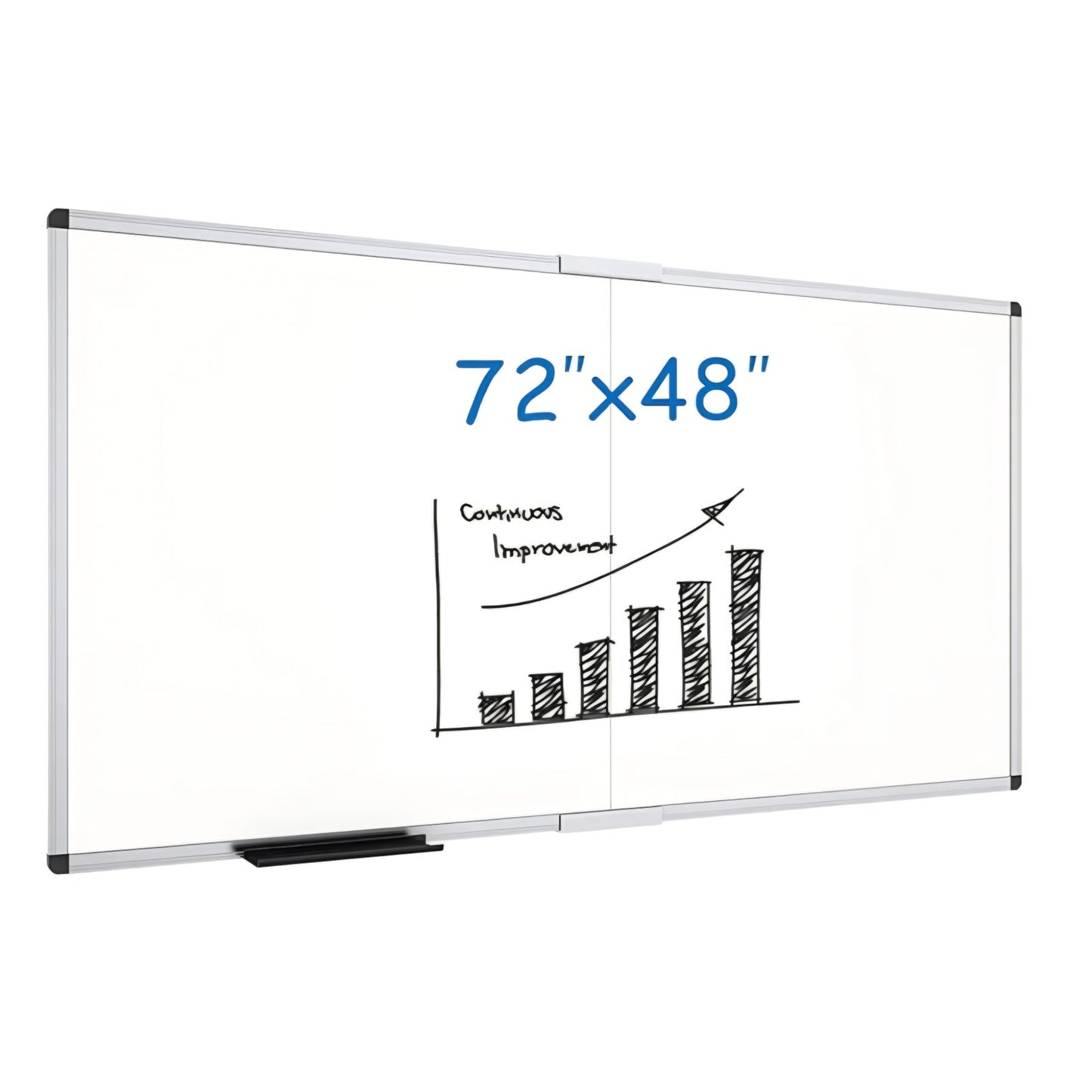 Magnetic Dry Erase Board, 72 X 48 Inches, Foldable Wall-Mounted Whiteboard with Silver 72"W-48" H