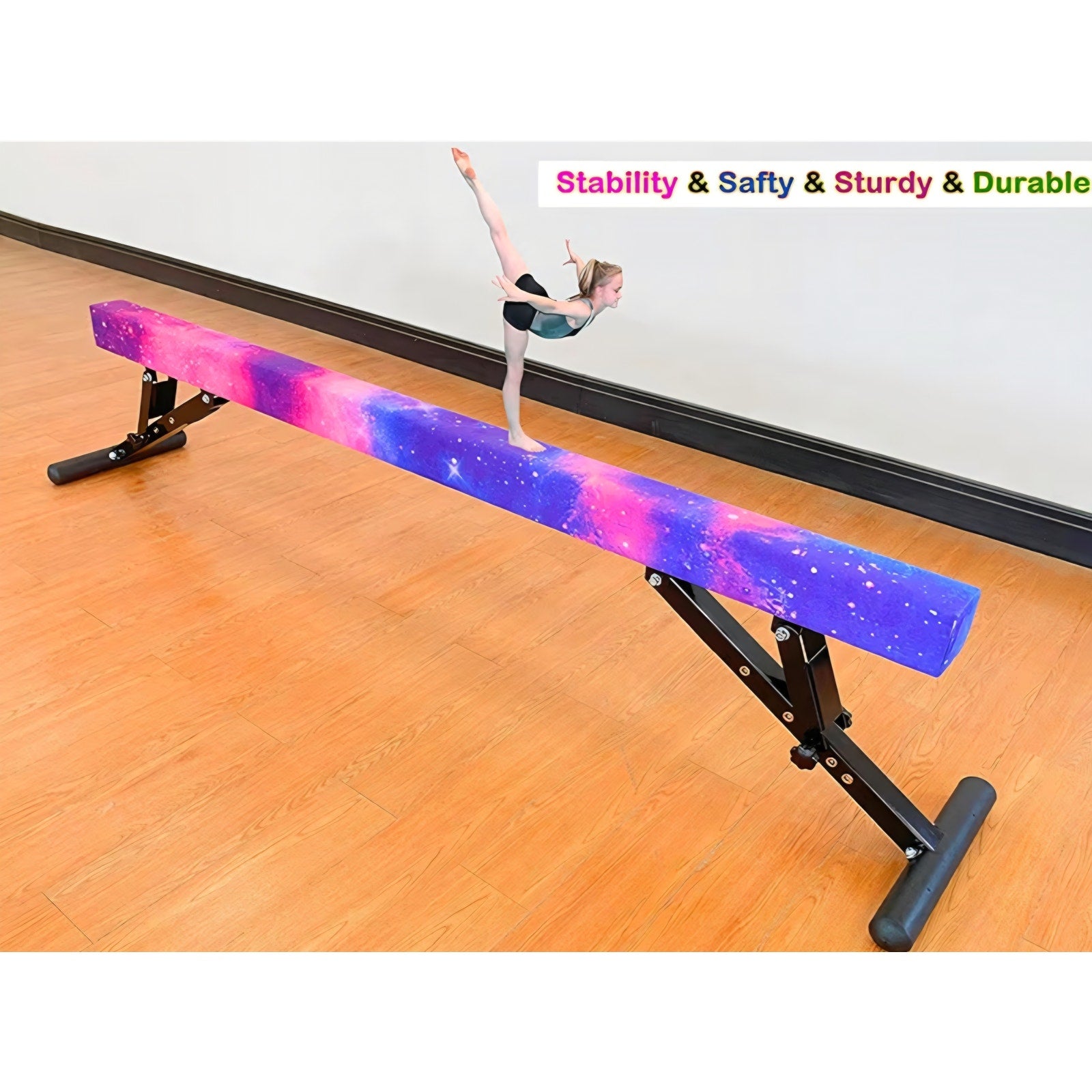 MARFULA Balance Beam 8 ft Gymnastic Beam Adjustable Height for Kids and Teenage
