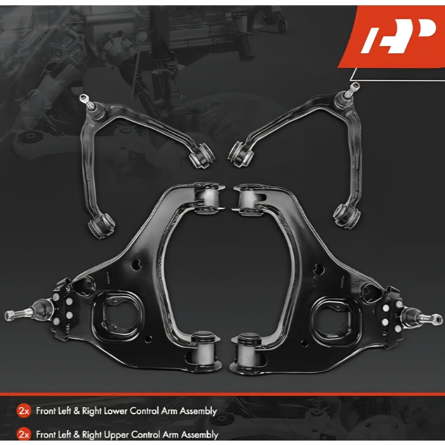 A-Premium Set of 4, (2) Upper Control Arm & (2) Lower Control Arm Chevy Silverado 1500 Siera 1500