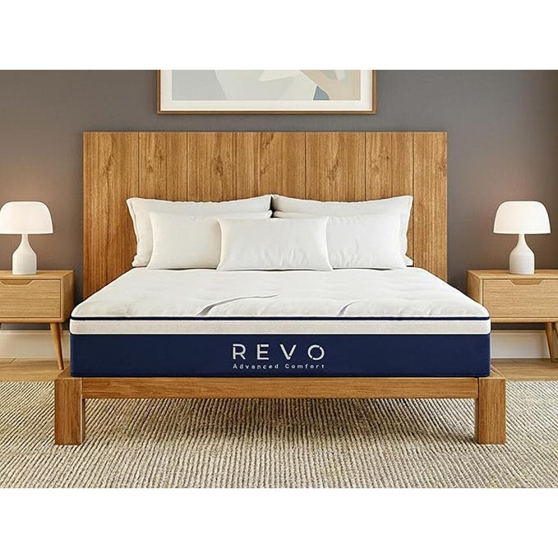 REVO Sleep 10-in Cooling Hybrid Queen Mattress with Gel Memory Foam, Superior Medium Comfort.