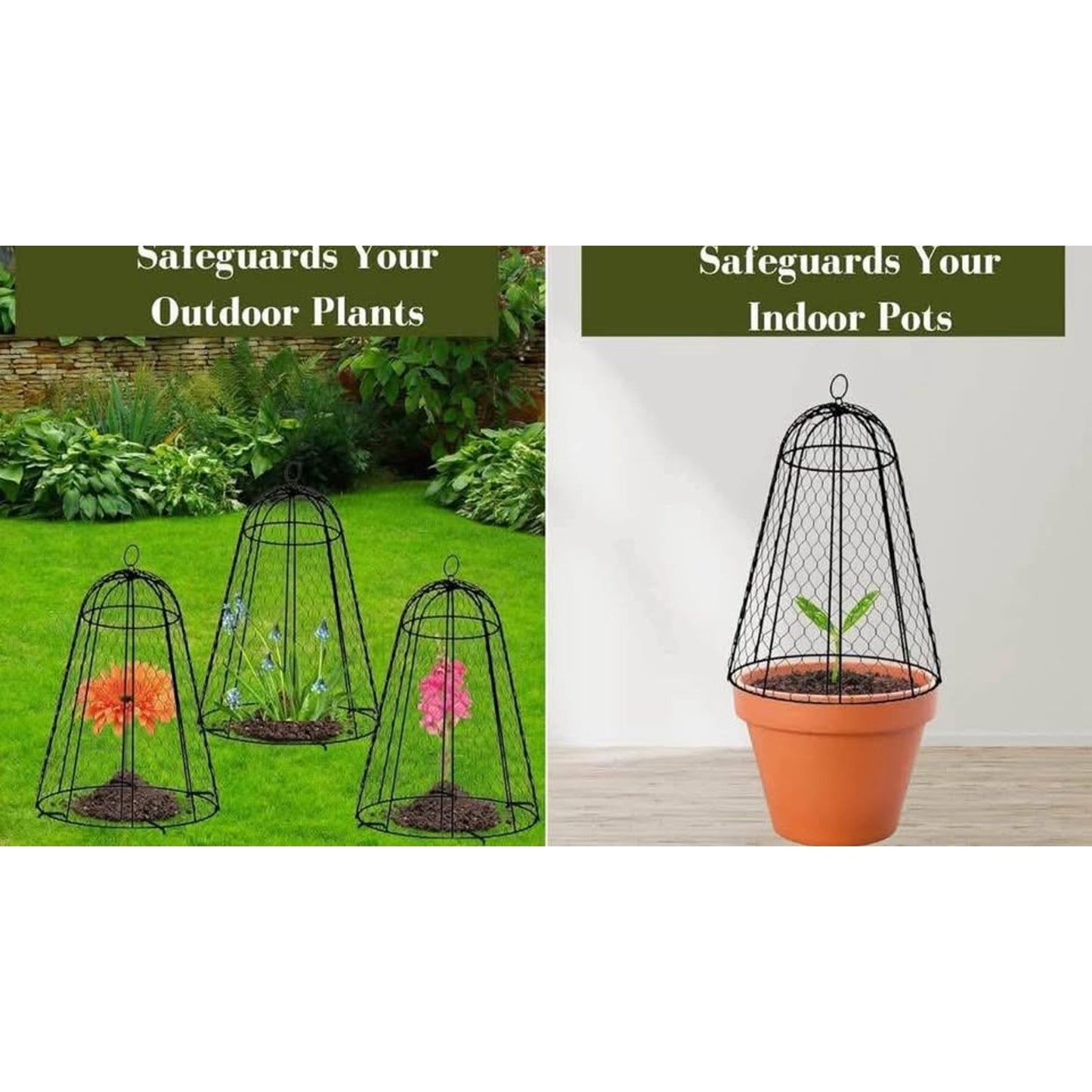 Garden Cloches for Plants Set of 6 | Chicken Wire Cloche | Heavy Duty Metal Plant Protection Cage Ru