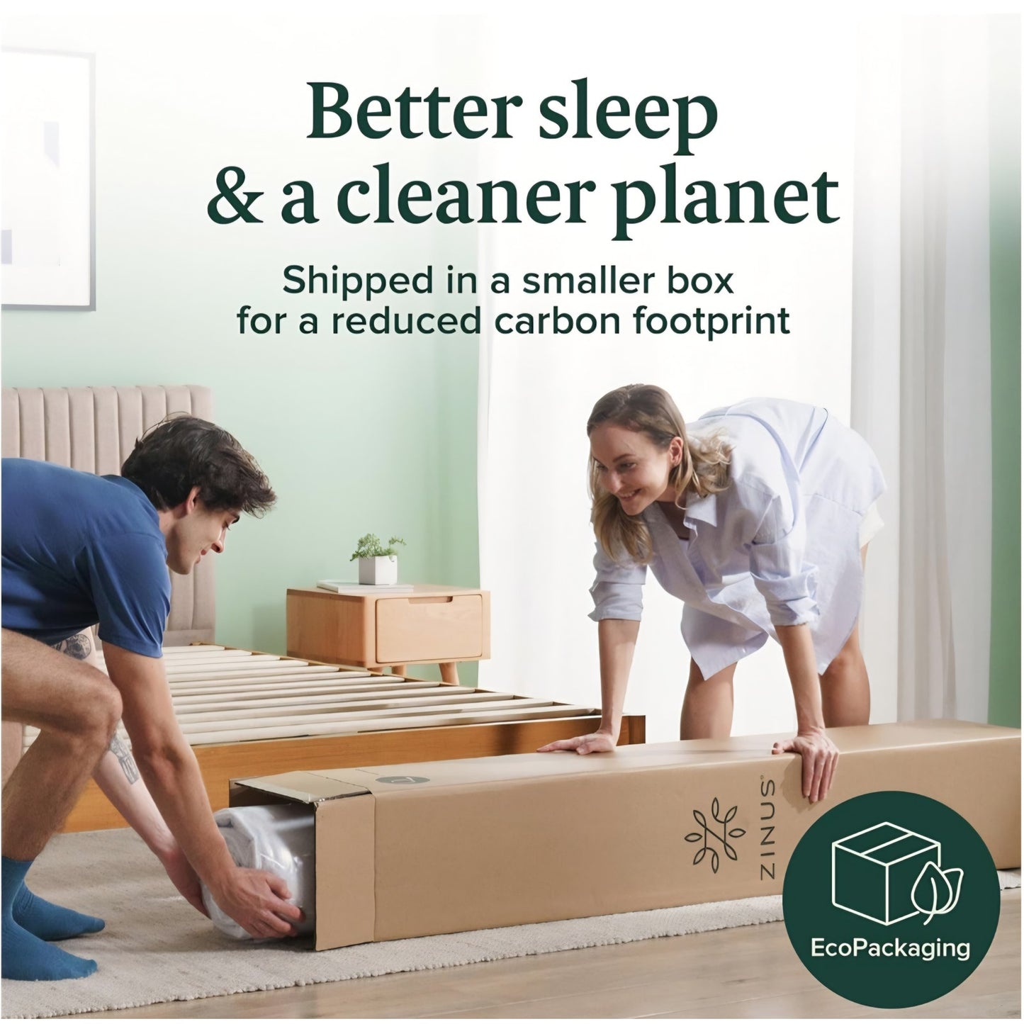 ZINUS 12 Inch Green Tea Memory Foam Mattress [New Version], Full, Fiberglass free, Medium Firm Feel