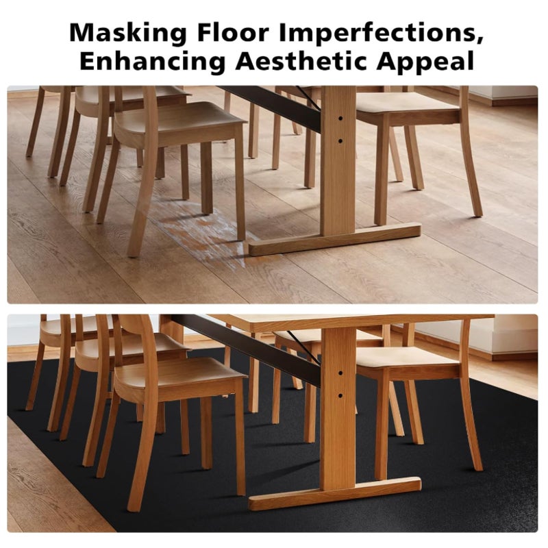 Vinyl Floor Mat for Home, Waterproof Area Mat for Under Dining Room Table Black, 8'×12'