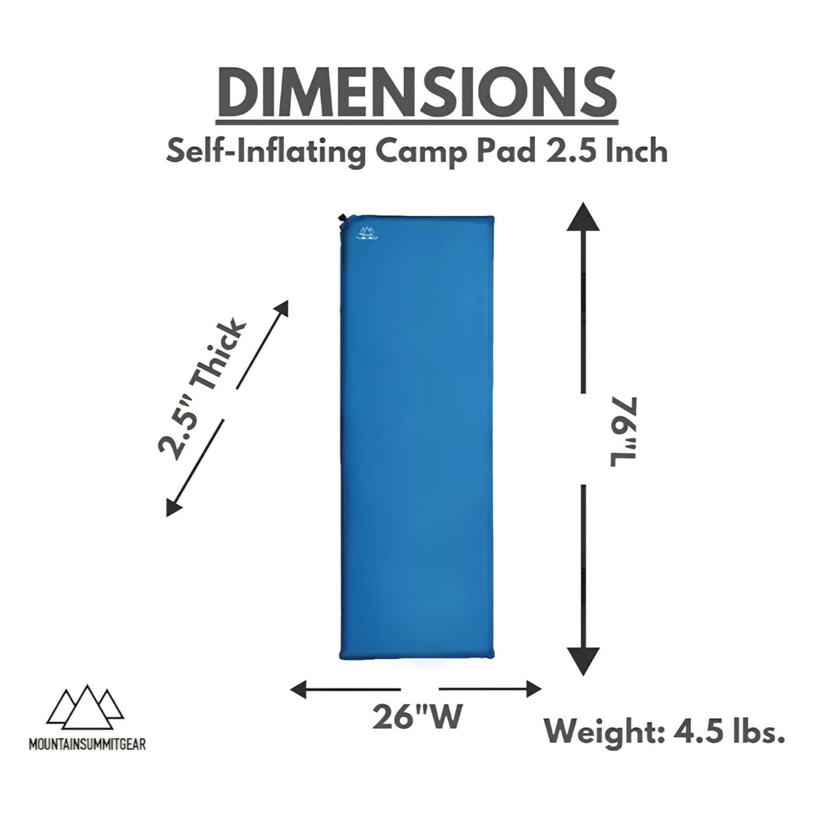 MOUNTAIN SUMMIT GEAR Self-Inflating Camp Pad - 2.5 Inches Thick (Air Mattress Camping Accessory