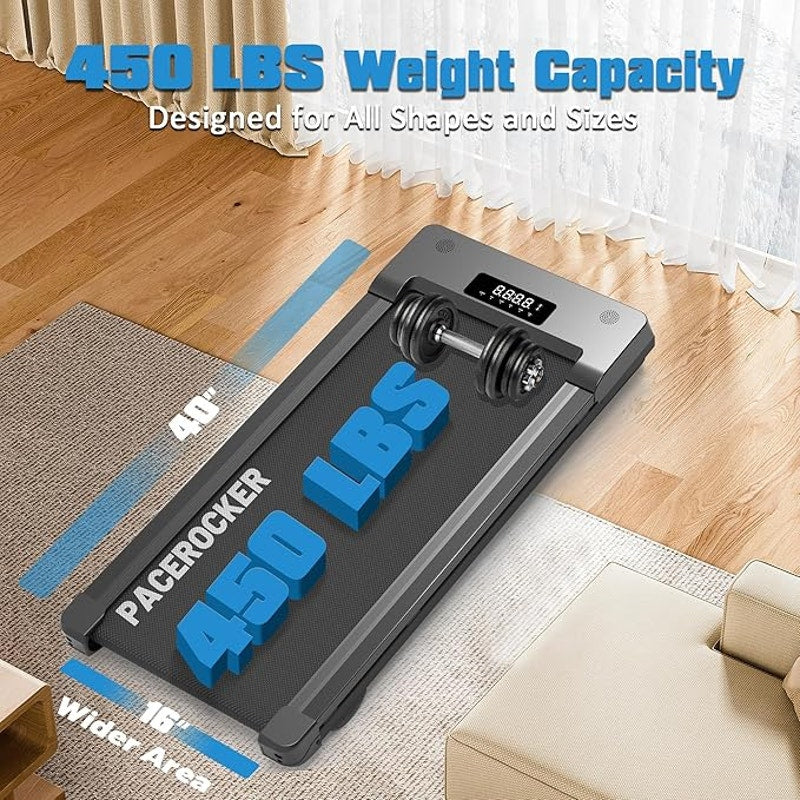 Walking Pad Treadmill with 12% 9-Level Auto Incline, 450 lbs Cap. Bluetooth Speaker, 5 MPH. Black