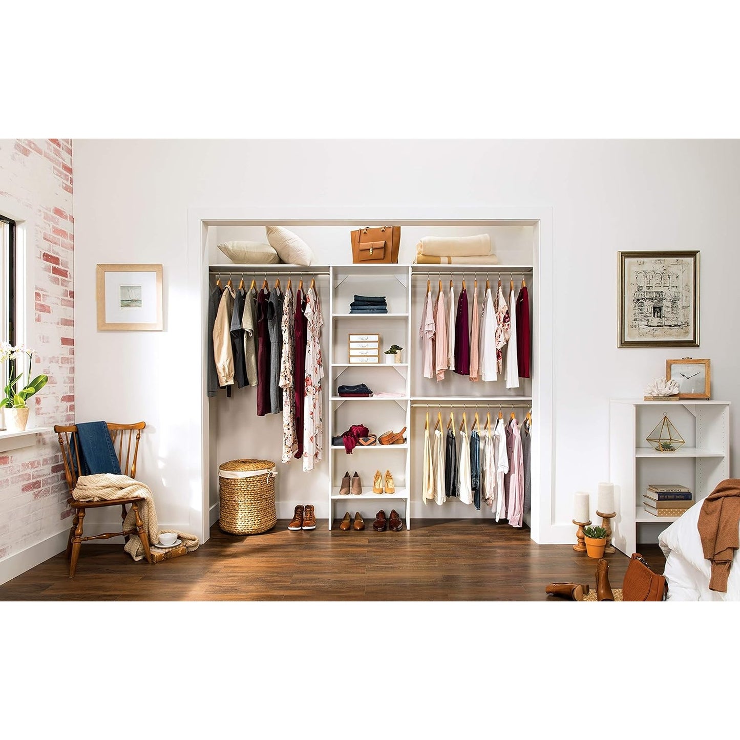 ClosetMaid SuiteSymphony Wood Closet Organizer System, 25-Inch, Tower and 3 Hang Rods, Pure White