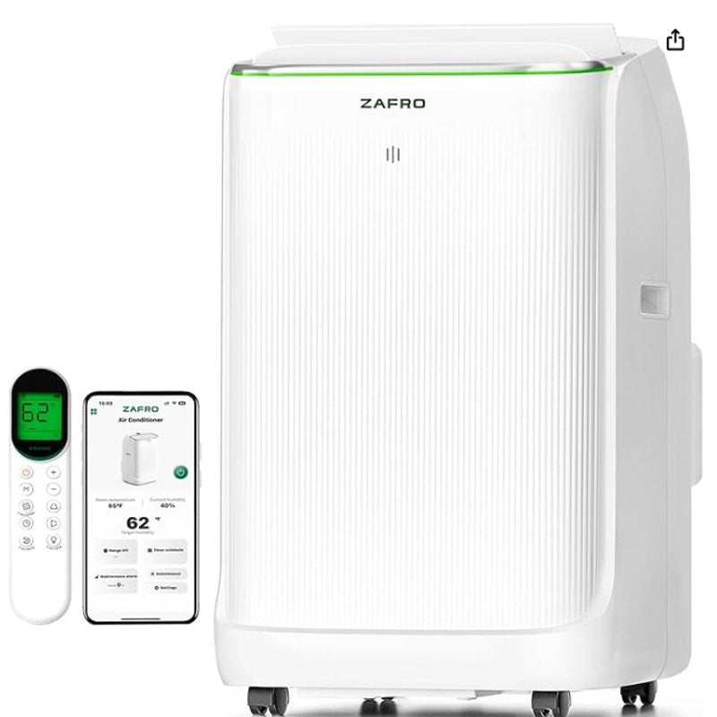 ZAFRO Smart Inverter Portable Air Conditioners, 14000 BTU (10000 BTU SACC) Dual Hose Portable AC