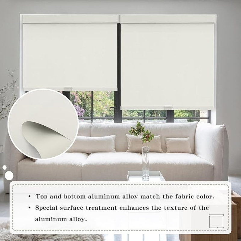 Cordless Blackout Roller Shades Blinds for Windows Free-Stop, Beige 62"Wx72" H