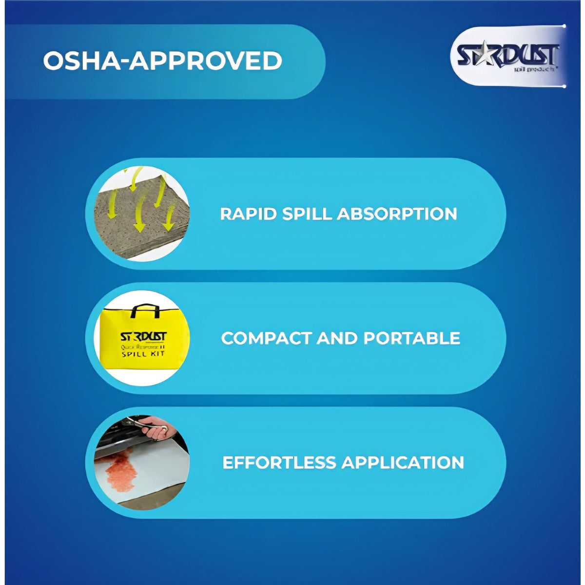 Stardust Spill Products Universal Spill Kit –OSHA Compliant Solution forEmergency Response Chemical
