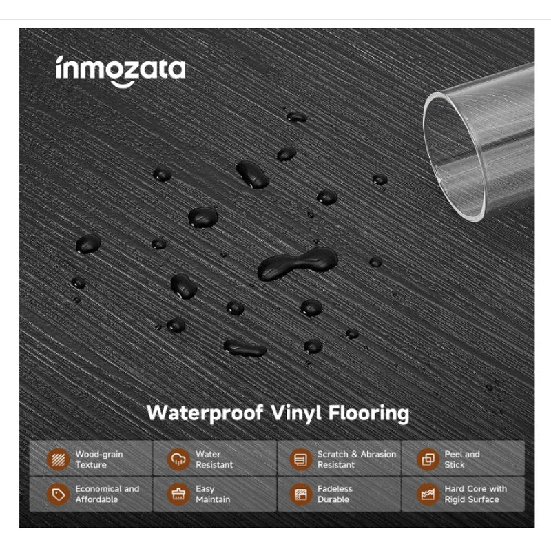 INMOZATA Peel and Stick Vinyl Plank Flooring – 24 Pieces – 36 Sq. Ft. – Black