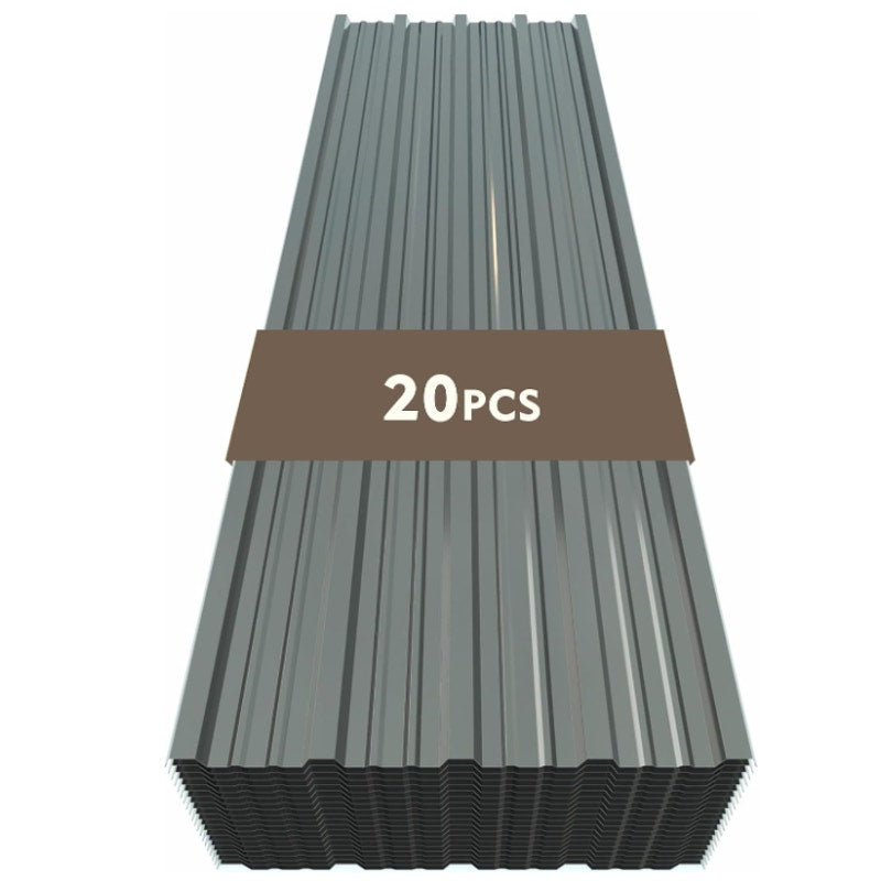 20 Pcs Metal Roofing Panels 67 Inch x 20 Inch, Corrugated Roof Panels in Galvanized Steel