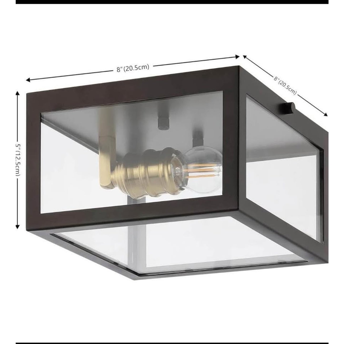 JONATHAN Y JYL9553D Eleanor 8" 1-Light Farmhouse Industrial Square Iron/Glass Case LED Flush Mount M