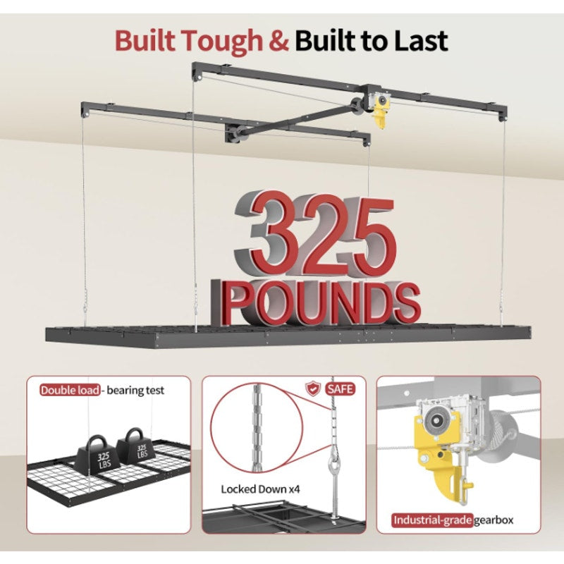 Garage Ceiling Storage Racks – 4x8 FT Overhead Garage Storage Rack with Safety Lock