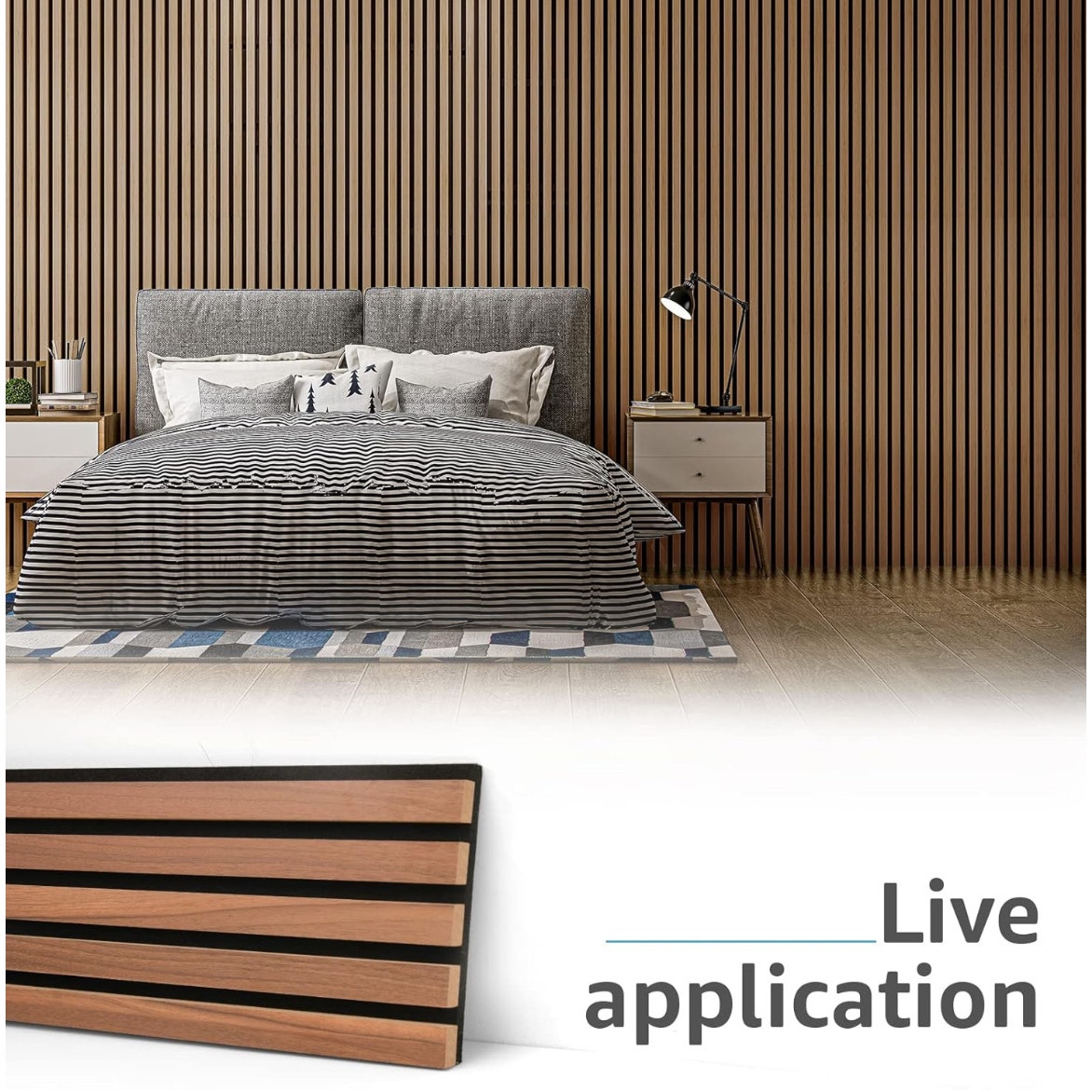 Art3d 4-Piece Wood Slat Acoustic Panels for Stylish Decor and Noise Reduction, 3D Textured
