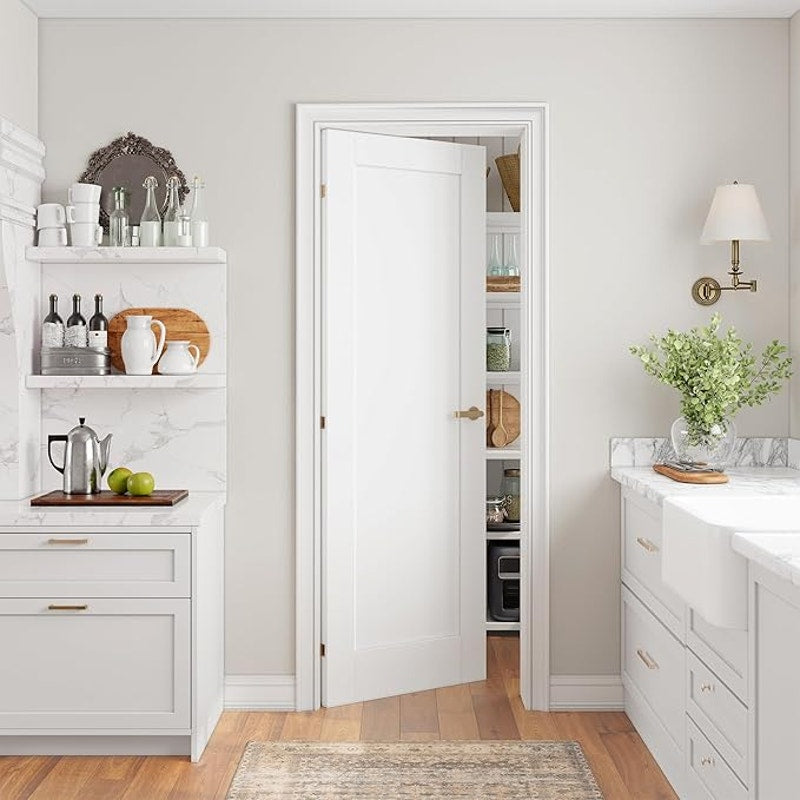 SmartStandard 28inx80in, Slab Door Solid Core French Doors Interior, White Primed, Without Hardware