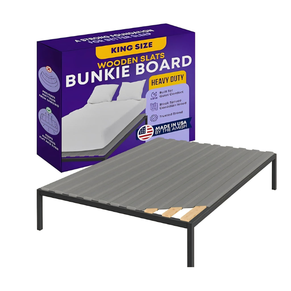 King Bed Slats for Support Under Mattress with Cover – Replacement Wood Slats for King Size Bed Fra
