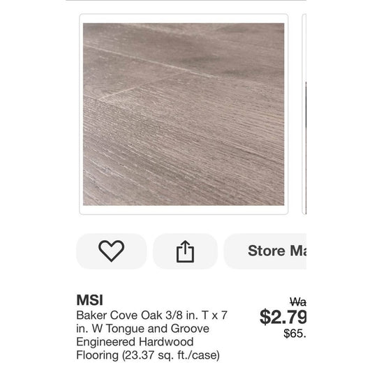 Flooring Baker Cove Oak 3/8 in. Tx7 in. W Tongue and Groove Engineered Hardwood