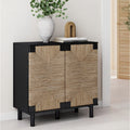Accent Natural Sideboard Storage Cabinet in Wire-Brushed Wood with Adjustable Interior Shelf