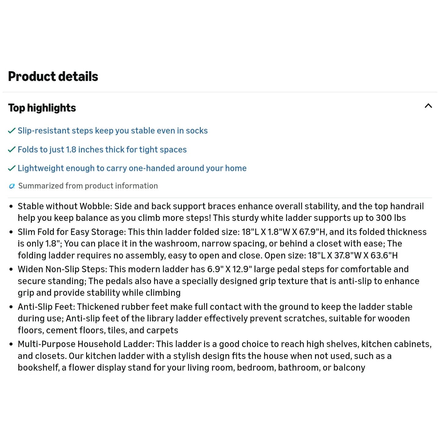 5 Step Ladder, Ladders for Home, Anti-Slip Pedals, Step Stool Foldable