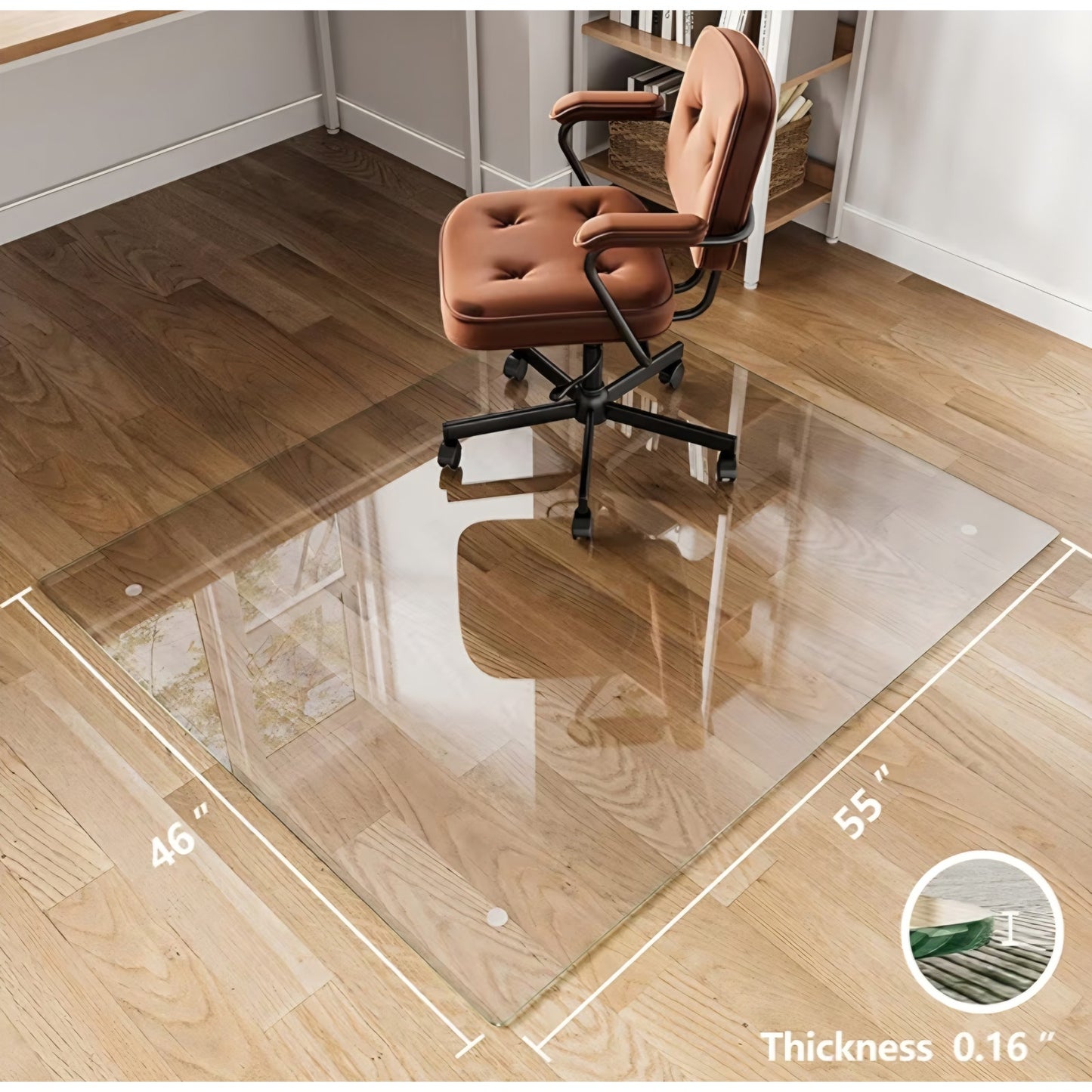 Koonmi Chair Mat for Carpet, Tempered Glass 46"x55" Office Chair Mat, Glass Floor Mat Protector