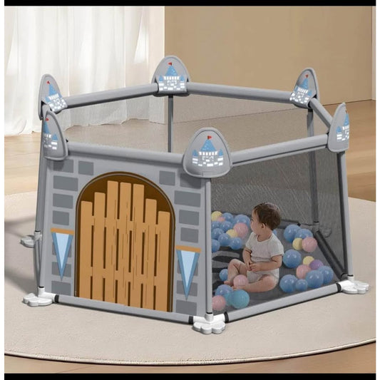 Baby Playpen,Baby Castle Play Pens for Babies and Toddlers,Kids Play Pin,Visible Play Yard with Gate