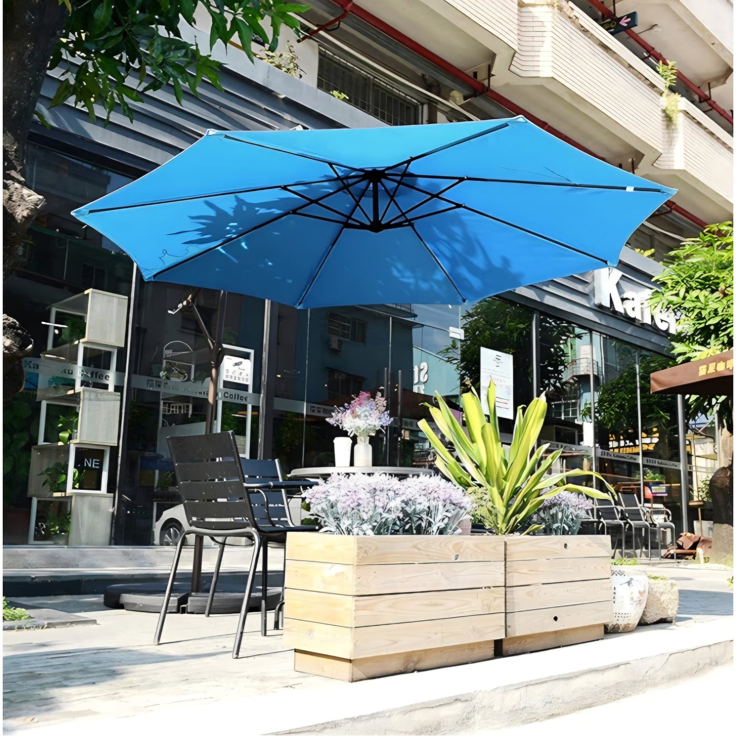 Pure Garden 10' Offset Outdoor Patio Umbrella with 8 Steel Ribs and Aluminum Pole and Vertical Tilt