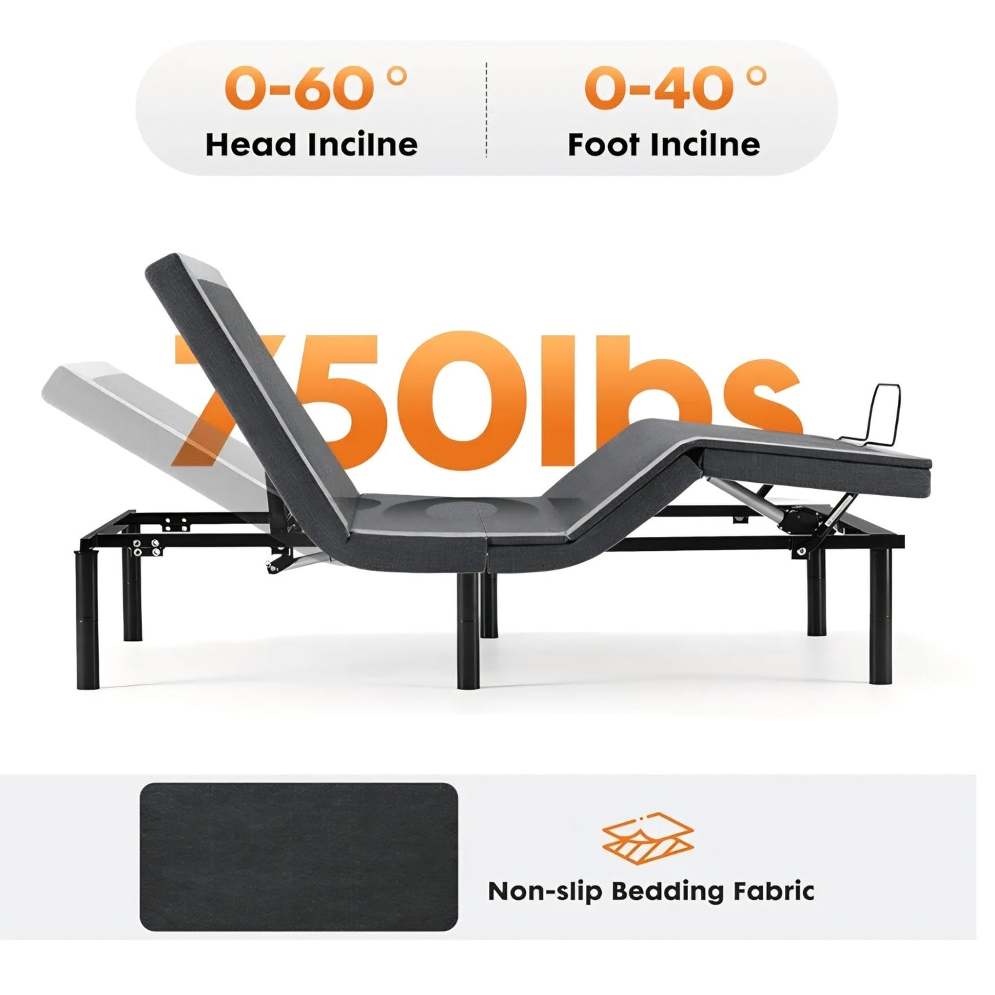 Sweetcrispy Full Adjustable Bed Frame, Ergonomic Electric Bed Base with Wireless Remote and 2 USB