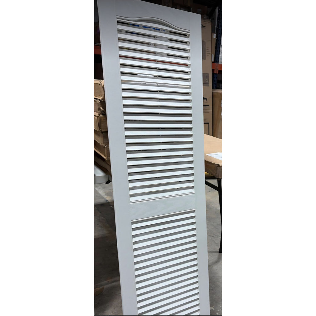 Exterior Solutions Standard Louver Exterior Vinyl Window Shutters, White (Pair), 15 Inch x 55 Inch