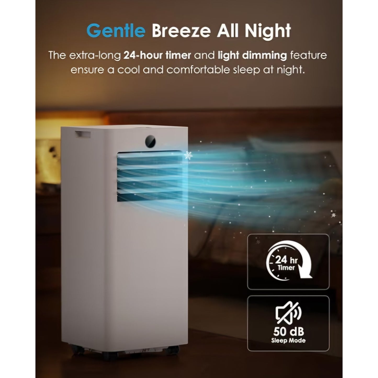 Portable Air Conditioners, 8000 BTU Quiet AC with WiFi/App Control, 24H Timer, Dehumidifier