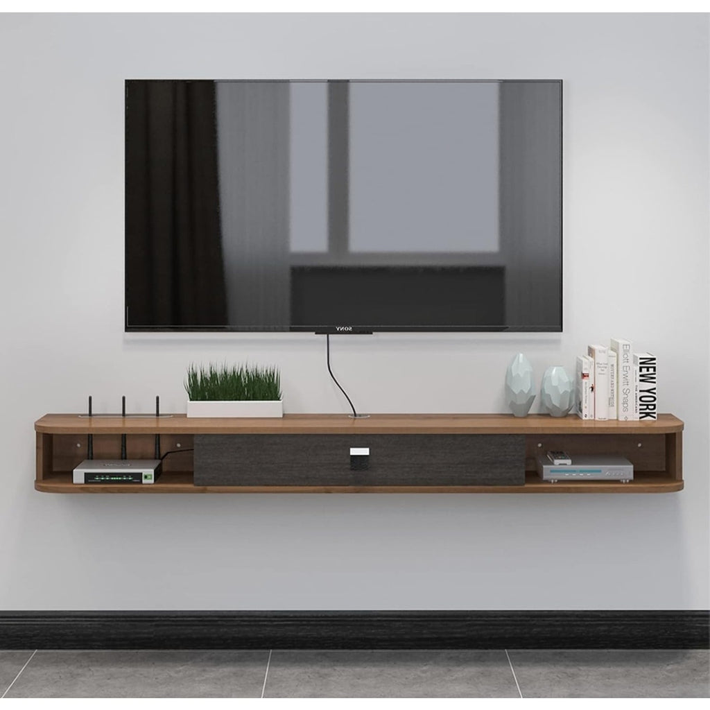 Pmnianhua Floating TV Console, 78'' Wall Mounted TV Stand for Bedroom & Livingroom - Walnut
