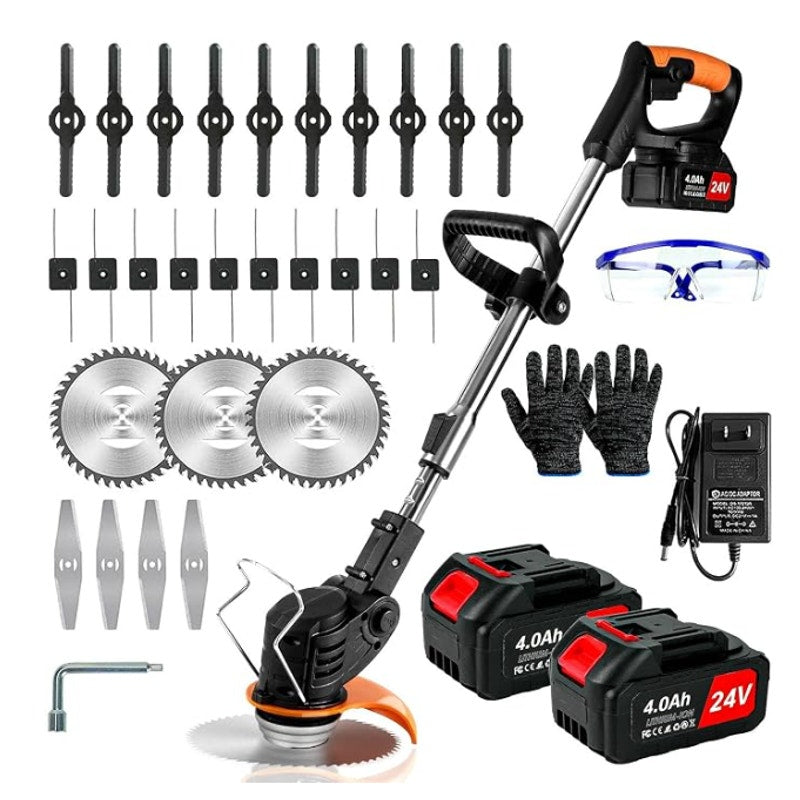 Weed Wacker Cordless,24v Electric Weed Eater Battery Powered, 3 in 1 Lightweight String Trimmer