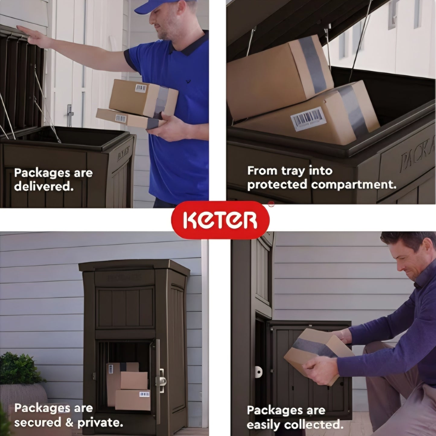Keter Delivery Box for Porch with Lockable Secure Storage Compartment to Keep Packages Safe