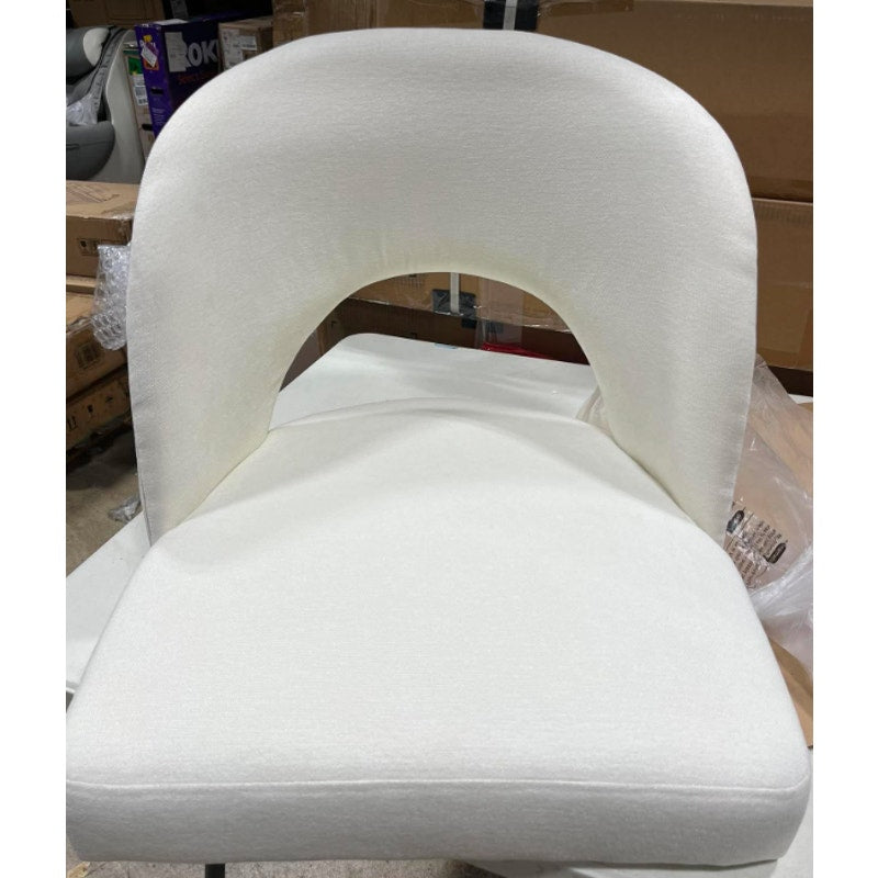 Garvee Dining Chairs Set of 2, Chenille Upholstered Kitchen Chairs, White