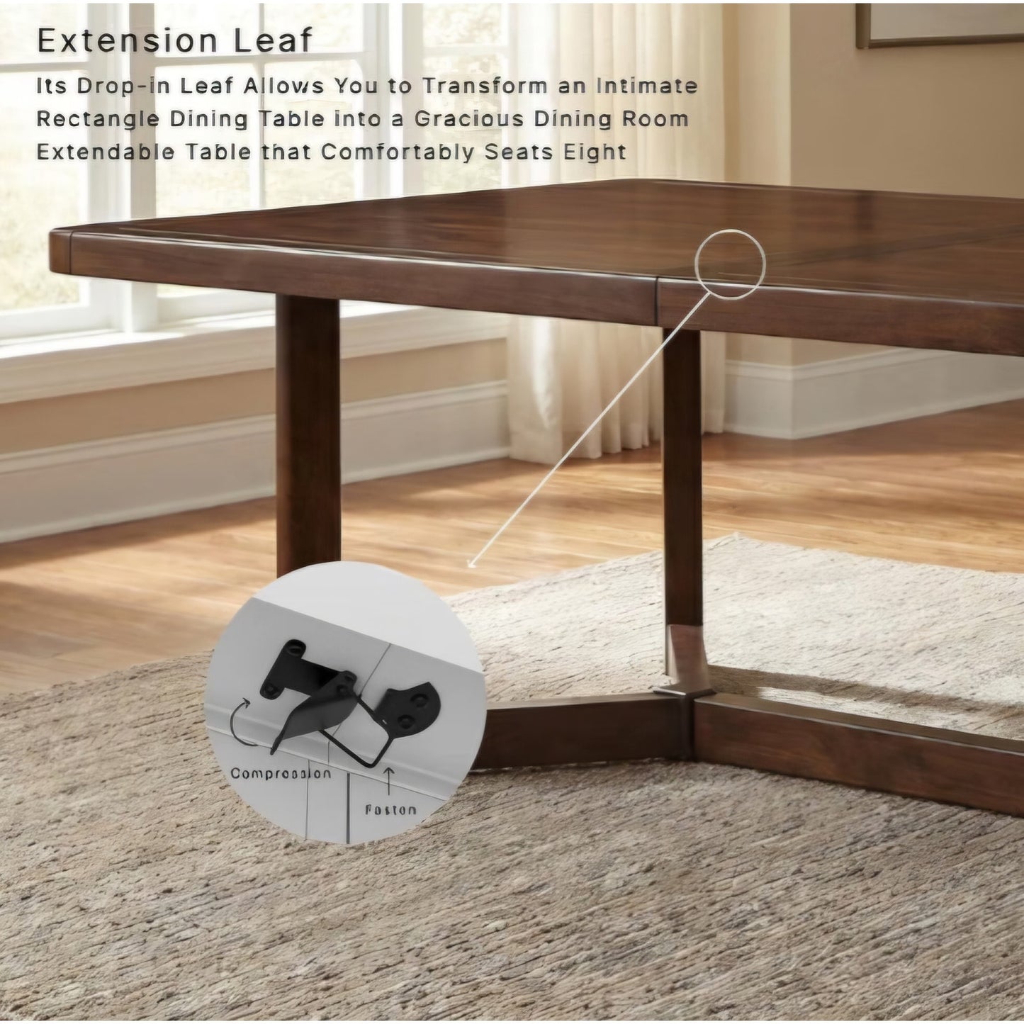 Seats 8 Signature Design by Ashley Yingden 1-Piece Extendable Dining Table, Brown