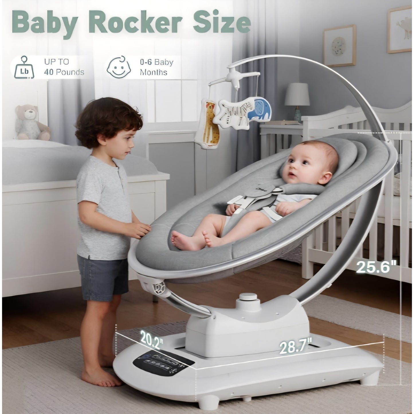 Luxury Electric Baby Swing Rocker for Infants, 5 Soothing Motions & Speeds, 3-Position Recline