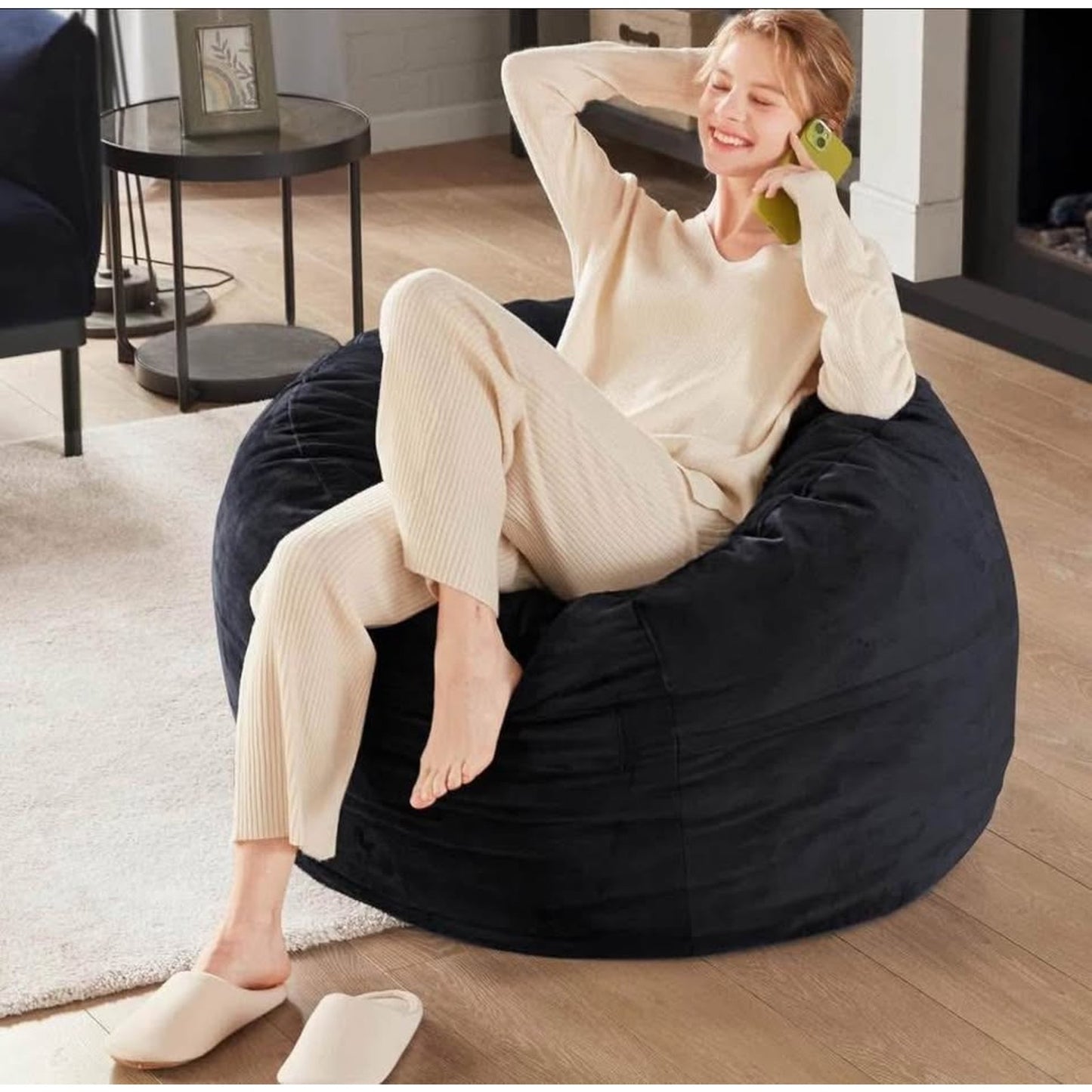 Bean Bag Chair with Filler Included for College Students, 3 FT Comfy Beanbag Chairs for Adults - Mac
