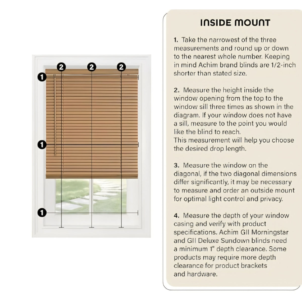 Cordless Light Filtering Mini Blind - 71 Inch Width, 64 Inch Length, 1" Slat Size - Pearl White